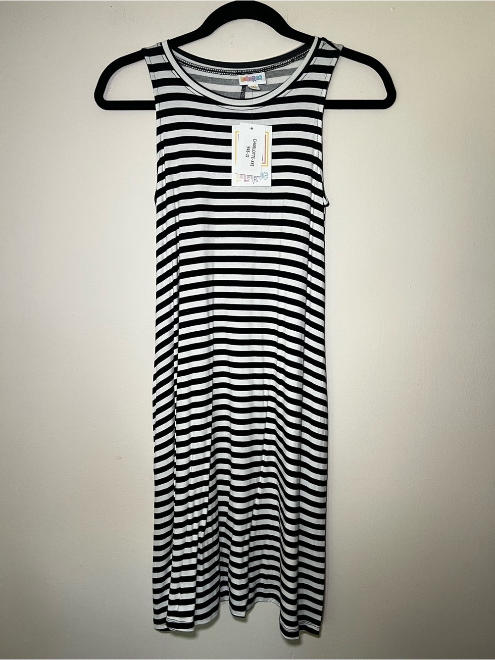 LuLaRoe Charlotte Black & White Striped Tank Dress